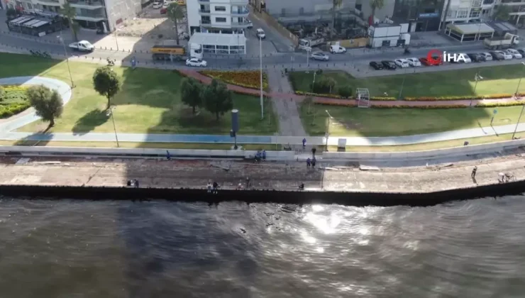 İzmir Kordon’da Deniz Taşkınlarına Beton Bariyer