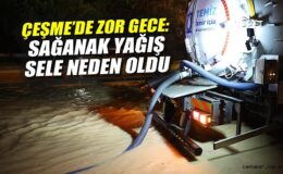 Çeşme’de Sağanak Yağış Caddeyi Gölden Yere Çevirdi