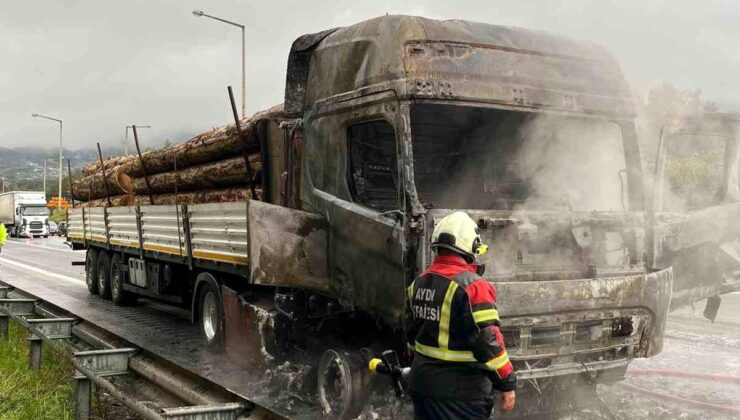 Aydın-İzmir Otoyolu’nda Tır Yangını Panik Yarattı!